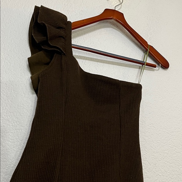 Ghospell One Shoulder Ruffle Ribbed Sweater Dress - Picture 13 of 17